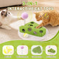 Interactive Cat Puzzle Toy for Indoor Cats & Kittens - Fun Track Balls & Spring Teaser in Stimulating Felt Puzzle Box (Green) - Mental Enrichment Game