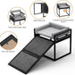 Pet Stairs Ramp Dog with Detachable 20% Wider Seat Mate,Companion Chair Platform for Small Doggie and Cat,Dachshund Puppy Non-Slip Ladder Perch,Doggy Step for High Bed Window Sofa Office Grey