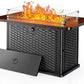 Ciays 43-Inch Rectangular Propane Fire Pit with 60,000 BTU Output, Fire Pit Table Premium Gas for Outside Patio with 304 Stainless Steel H-Burner, Glass Stones, and Wind Guard,Black