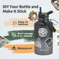 64 oz Insulated Water Bottle with Straw (Cold for 48 Hrs), Half Gallon Stainless Steel Triple Wall Vacuum Sports Water Jug, Leakproof Hydro Cup Flask with Straw Spout Lids & DIY Stickers