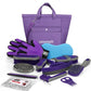 Horse Grooming Kit (12-Piece): Brushes, Storage Bag, Sweat Scraper, Mane Comb, Grooming Gloves - Purple Horse Gifts for Girls