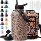 Insulated Water Bottle | Thickened Stainless Steel Vacuum Metal | Portable Sports Half Gallon Large Water Jug for Gym and Hiking with Straw, Carrier Bag, Handle Strap | BPA-Free 64 oz