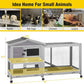 Aivituvin Rabbit Hutch Outdoor Indoor Rabbit Cage Chikcen Coop with Casters Guinea Pig Cage with 3 Deep No Leakage Pull Out Tray,Waterproof Roof