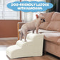 Dog Steps for Small Dogs, 4-Step Pet Ramp Stairs for High Beds and Sofa, Non-Slip Pet Stairs for Small Dogs and Cats, Removable and Easy to Clean Cover, Beige