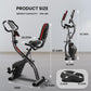 Exercise Bike Stationary Bike Folding Exercise Bike with 10 Level Adjustable Magentic Resistance Support Back Pad and Phone/Tablet Holder Arm Resistance Band Pulse Sensor LCD Monitor for Home Workout 265 LB Capacity