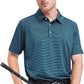 Mens Golf Shirt Moisture Wicking Dry Fit Performance Sport Short Sleeve Striped Golf Polo Shirts for Men