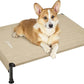 Veehoo Cooling Outdoor Dog Bed, Heavy Duty Elevated Pet Bed with Washable & Breathable Teslin Mesh, Non-Slip Silicon Feet, Dog Cot Bed with Support Hem, 35" x 22", Beige Coffee, CWC2433