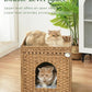 Cat Beds for Indoor Cats Extra Large Double Cat Cave Pet Cube, Handwoven Rattan Cat Houses with Double-Sided Soft Cushions, 18.5 x 20.5 x 19.1 Inches Foldable Hideaway in Living Room Natural