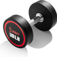 Sunny Health & Fitness Premium Polyurethane Commercial Grade Round Dumbbells with Diamond Knurled Handle, Durable Strength Training Equipment for Home Gym, 5-50LB