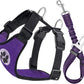 Lukovee Dog Seat Belt for Car, Adjustable Dog Car Harness for Large Medium Small Dogs, Soft Padded & Breathable Mesh Dog Seatbelt with Car Vehicle Connector Strap (Purple,XX-Small)