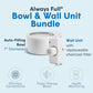 Always Full® 7" Pet Water Bowl and Wall Unit Bundle – Self-Refilling, Clean Filtered Water, Easy Home Connection, App-Enabled Hydration Tracking, Cat and Dog Water Bowls
