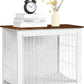 DWANTON Dog Crate Furniture with Cushion, Wooden Kennel Table with Double Doors, Indoor Dog House, Small/Medium/Large Size, 27.2" L, White+Rustic Brown