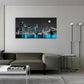 Jiuqinghua Wall Art Decor Canvas Print Picture 1 Panel Black White and Blue New York Brooklyn Bridge Cityscape Night Building Painting for Kitchen Office Home Decor Framed Ready to Hang 20x40inch