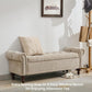 58.1'' Storage Bench Upholstered Chenille End of Bedroom Bed Bench Ottoman with Tufted Cushioned Rolled Arm Large Storage Space for Reading Living Room Entryway, Light Brown