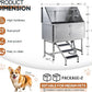 Albott 50-Inch Stainless Steel Dog Washing Station with Anti-Slip Steps, Sprayer, Faucet, and Soap Box – Professional Pet Bathtub for Medium/Small Pets, Ideal for Home, Garage, and Grooming(Left)