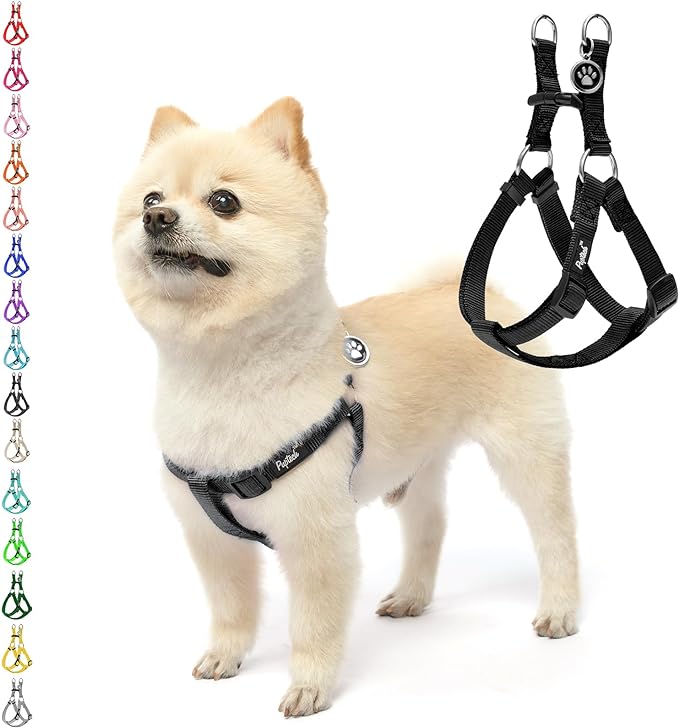 PUPTECK No Pull Dog Harness Soft Adjustable Basic Nylon Step in Puppy Vest Outdoor Walking with ID Tag