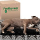 Furhaven Orthopedic Dog Bed for Large/Medium Dogs w/ Removable Bolsters & Washable Cover, For Dogs Up to 55 lbs - Plush & Southwest Kilim Woven Decor Sofa - Black Medallion, Large
