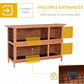 PawHut 54" 2-Story Large Rabbit Hutch Bunny Cage Wooden Pet House Small Animal Habitat with Lockable Doors, No Leak Tray and waterproof Roof for Outdoor/Indoor Orange