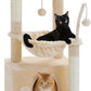 PEQULTI 4-in-1 Cat Tree, 33'' Cat Tower for Indoor Cats with Large Cat Condo, Scratching Post for Cats with Deep Hammock& Cozy Top Perch, Beige