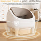 Greesum Automatic Self-Cleaning Litter Box for Cats - Open-Top Design, Easy Odor Control, Smart APP Control, 15L Large Waste Bin, Includes Trash Bags & Mat (Brown)