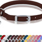 OOPSDOGGY Rolled Leather Cat Collar with Bell, Reflective Kitten Collars with Buckle Include Safety Elastic Strap - Adjustable Small Pet Collars for Boy Girl Cats (Brown)