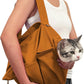 [Cozy Travel] Cat Carrier Pouch, Soft Sided Cat Sling Bag for Small Medium Cats, Carrying Sack, Restraint for Nail Trimming, Grooming,Caramel Small Upgrade