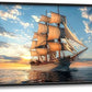 Nautical Ship Large Wall Art Sea Sailing Ship Pictures Sunrise Seascape Wall Decor Nature Landscape Canvas Print Painting Artwork for Bathroom Living Room Bedroom 60L" x 30W"