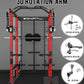 Eonfit E5 Smith Machine with Vertical Leg Press, Power Cage Squat Rack with LAT-Pull Down Cable Crossover Rotating Arms System Home Gym Equipment All in One (E5 RED)