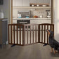 ZJSF Foldable Freestanding Indoor Dog Gate for House Wood Long Pet Gates Dog Fence for Stairs Puppy Gates for Hallways, Puppy Gate,Support Feet Included, Brown, 24 "Height-3 Panels