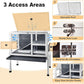 2-Story Guinea Pig Cage with Stand, Indoor Wooden Hamster Cage with Ramp, Pull-Out Tray, Hideout & Platform, Acrylic Transparent Small Animal Habitat for Chinchillas, Ferrets, Hedgehogs,Grey