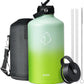 BUZIO 128oz Gallon Water Bottle, Insulated Water Jug with Straw Lid and Carrying Sleeve (Cold for 48 Hrs) Stainless Steel Hydro Metal Canteen Water Flask, Gradient Green