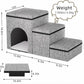 Dog Stairs with Storage, 3-Step Wider Dog Steps with Condo for Dogs and Cats, Pet Stairs for High Bed Climbing, Grey