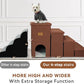 Dog Stairs with Condo 23" H, 4-Step Wider Dog Steps for High Beds Window, Folding Storage Pet Stairs Gift for Small/Medium/Large Old Dogs Cats, Ramp for Climbing Car Hold Up to 200 lbs, Brown