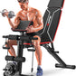 Adjustable Weight Bench, Bench Press for Full Body Workout, Foldable Workout Bench for Home Gym, Strength Training Bench to Incline Decline Flat w/Leg Extension and Headrest