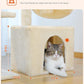 PEQULTI Small Cat Tree, [28.5''] Cat Tower for Indoor Cats, 2 Styles Activity Tree with Cat Scratching Posts, Big Hammock and Removable Top Perch Beige