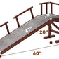 Onelike Wooden Dog Ramp for Bed with Removable Side Rail and Non-Slip Carpet, Stable Pet Ramp Stair for Couch Sofa for Small & Large & Senior Dogs, 60" Long Ramp Brown