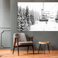 Nature Wall Art Prints - Ocean Forest Mountain Lake Canvas Landscapes - Small to Extra Large Living Room Bedroom Kitchen Bathroom Décor (Ski Lift on Snowy Mountain, 28L" x 41W")