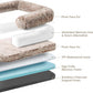 EHEYCIGA Foldable XXL Dog Bed, Faux Fur Fluffy Pet Couch Bed for Extra Large Dogs, Orthopedic Calming Memory Foam Pet Bed, Washable Soft Pet Sofa Bed with Non-Slip Bottom, Faded Brown, 54"x38"x7.5"