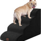 EHEYCIGA Curved Dog Stairs Ramp for High Beds 19.7" H, 4-Step Dog Steps for Small Dogs and Cats, Pet Stairs for High Bed Climbing, Non-Slip Balanced Pet Step Indoor, Black