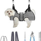 PAWCHIE Dog Grooming Hammock Harness for Dogs & Cats with Pet Nail Clipper Trimmer- Breathable Cat Hanger Sling for Trimming Clipping Nails-Dog Hammock Restraint Bag for Small Medium Large Dog,Grey XS