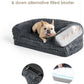 EHEYCIGA Foldable XL Dog Bed, Faux Fur Fluffy Pet Couch Bed for Large Dogs, Orthopedic Calming Memory Foam Big Pet Bed, Washable Soft Pet Sofa Bed with Non-Slip Bottom, Dark Grey, 46"x34"x6.5"