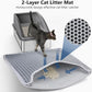 Stainless Steel Litter Box, Extra Large Litter Boxes for Big Cats, XL Metal Cat Litter Box with Lid, Anti-Urine Leakage, Non-Sticky, Include Cat Mat and Litter Scoop