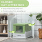 PawHut Fully Enclosed Cat Litter Box with Scoop, Hooded Cat Litter House with Drawer Type Tray, Foldable Smell Proof Potty with Front Entry, Top Exit, Large Space, Yellowish Green