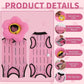 EMUST Cute Cat Recovery Suit & Cone Collar Set - Soft, Adjustable Flower Collar for Female Kittens Under 4lb (Pink, S)