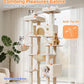 Taoqimiao Cat Tree 71-Inch, Cat Tower for Indoor Cats Large Adult, Multi-Level Large Cat Condo, 8 Sisal Scratching Posts, Metal Frame Cozy Hammock, Scratch Board, 2 Top Perches, Beige MS026LM