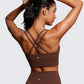 CRZ YOGA Softness Mold Womens Butterluxe Strappy Longline Sports Bra - Double Spaghetti Strap Workout Yoga Crop Top Athletic
