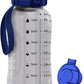 AQUAFIT 64 oz Water Bottle with Time Marker - 2in1 Straw & Chug Lid - BPA Free Big Water Bottle with Straw - Gym Water Bottle with Strap - Water Jug (64 Ounces, Clarity)