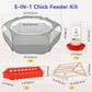 Pawaboo 5-in-1 Chicken Brooder Box for Chick Starter Kit, Includes Pet Cage Tent, Chicks Perch, Chicks Feeder, 1.1L Chick Waterer, Baby Chicken Supplies (Brooder Set), Gray
