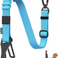 Pawaboo Dog Seatbelt for Car, 3-in-1 Dog Seat Belt Bungee, Shockproof Dogs Tether for Car with Buckle & Hook Latch, Adjustable Reflective Dogs Cars Harness Leash with 360° Lockable Buckle, Blue