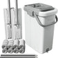 JOYMOOP Mop and Bucket with Wringer Set for Floor Cleaning and Wall Cleaner, Flat Mop and Bucket System Set with 2 Mops and 8 Large Microfiber Pads - White